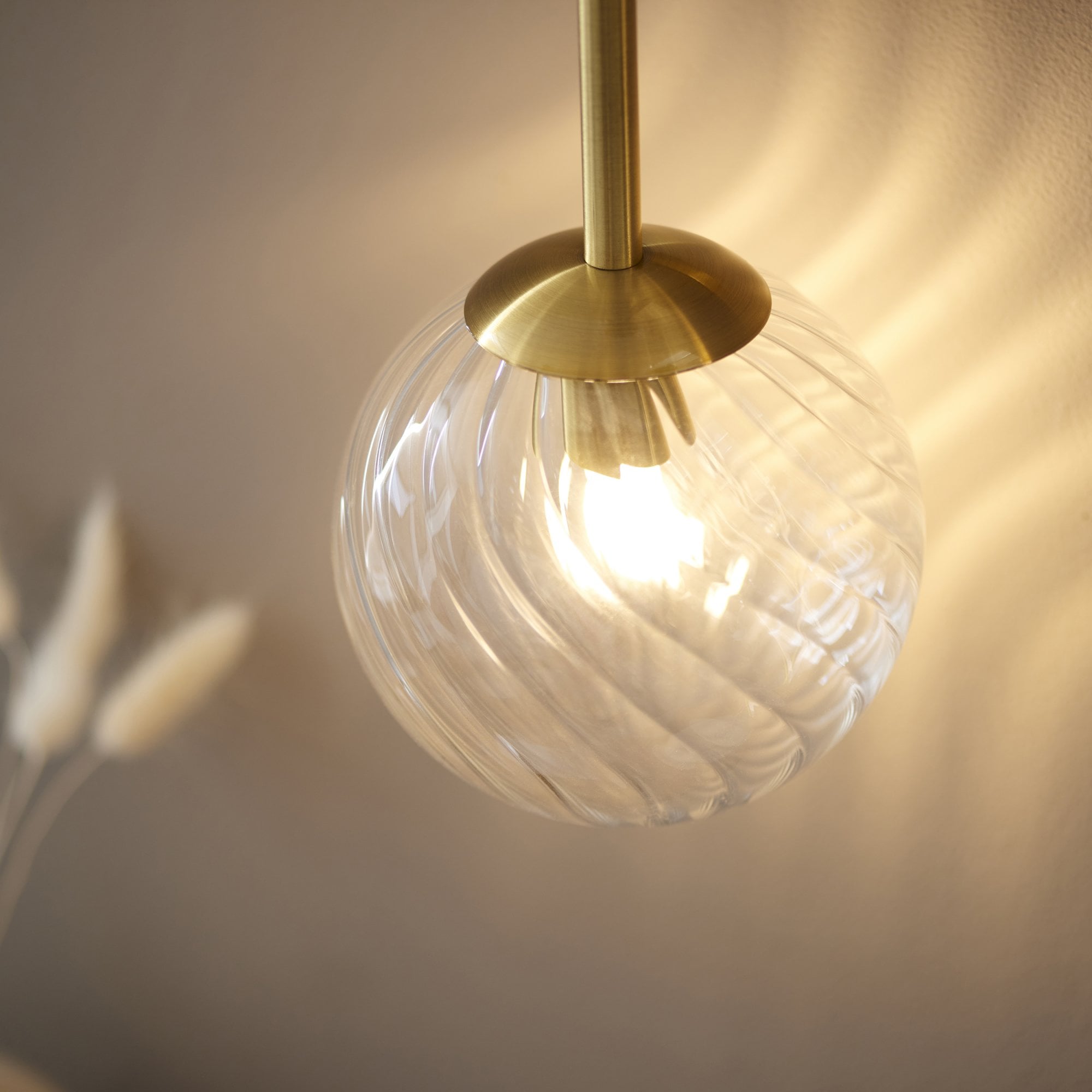 114042 2 Light Wall Light Brushed Aged Brass Plate & Clear Glass