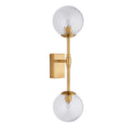 114042 2 Light Wall Light Brushed Aged Brass Plate & Clear Glass