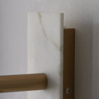 114200 1 Light Wall Light With Shade Vintage Brass, White Marble Effect