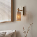 114201 1 Light Wall Light With Shade Vintage Brass, White Marble Effect