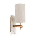 114201 1 Light Wall Light With Shade Vintage Brass, White Marble Effect