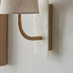 114202 1 Light Wall Light With Shade Vintage Brass, White Marble Effect