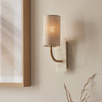 114203 1 Light Wall Light With Shade Vintage Brass, White Marble Effect