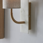 114203 1 Light Wall Light With Shade Vintage Brass, White Marble Effect