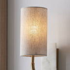 114203 1 Light Wall Light With Shade Vintage Brass, White Marble Effect