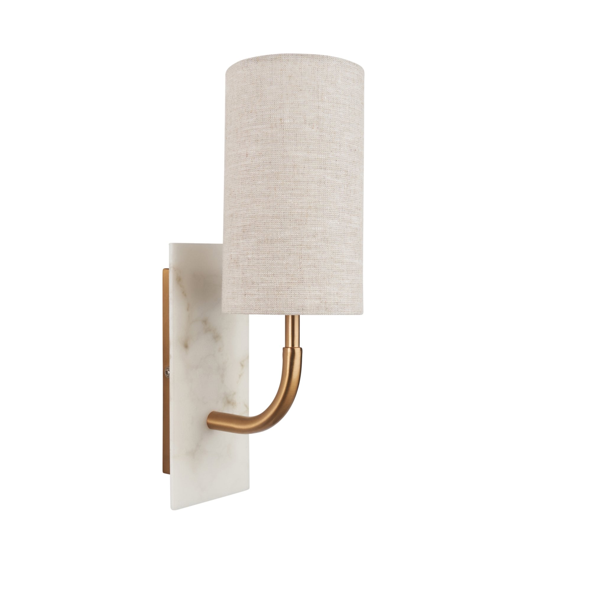 114203 1 Light Wall Light With Shade Vintage Brass, White Marble Effect