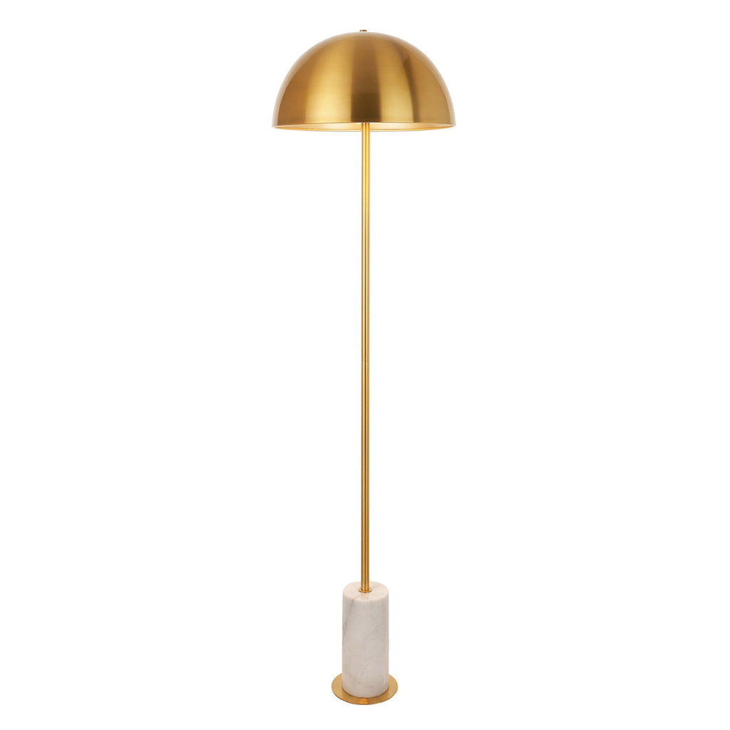 114208 1 Light Floor Lamp Brushed Aged Brass Plate & White Marble