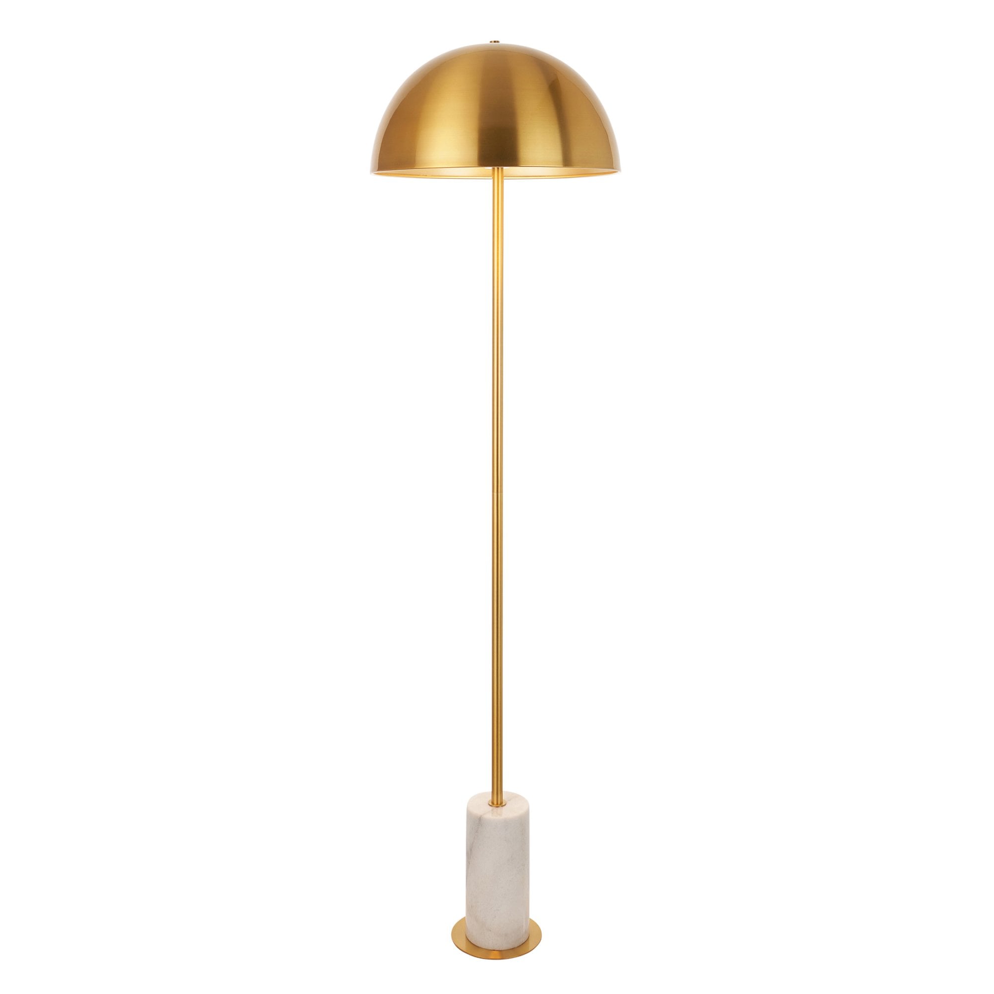 114208 1 Light Floor Lamp Brushed Aged Brass Plate & White Marble