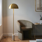 114208 1 Light Floor Lamp Brushed Aged Brass Plate & White Marble