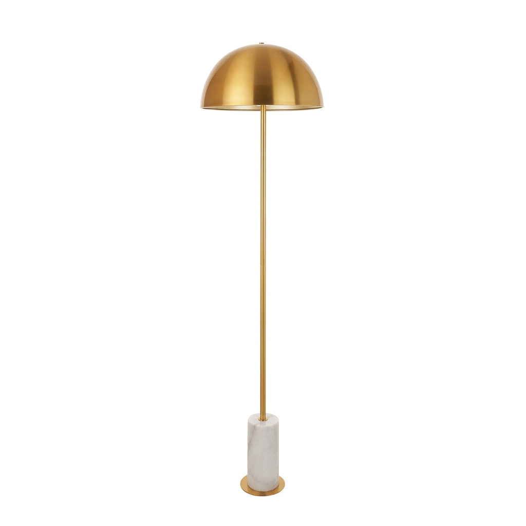 114208 1 Light Floor Lamp Brushed Aged Brass Plate & White Marble