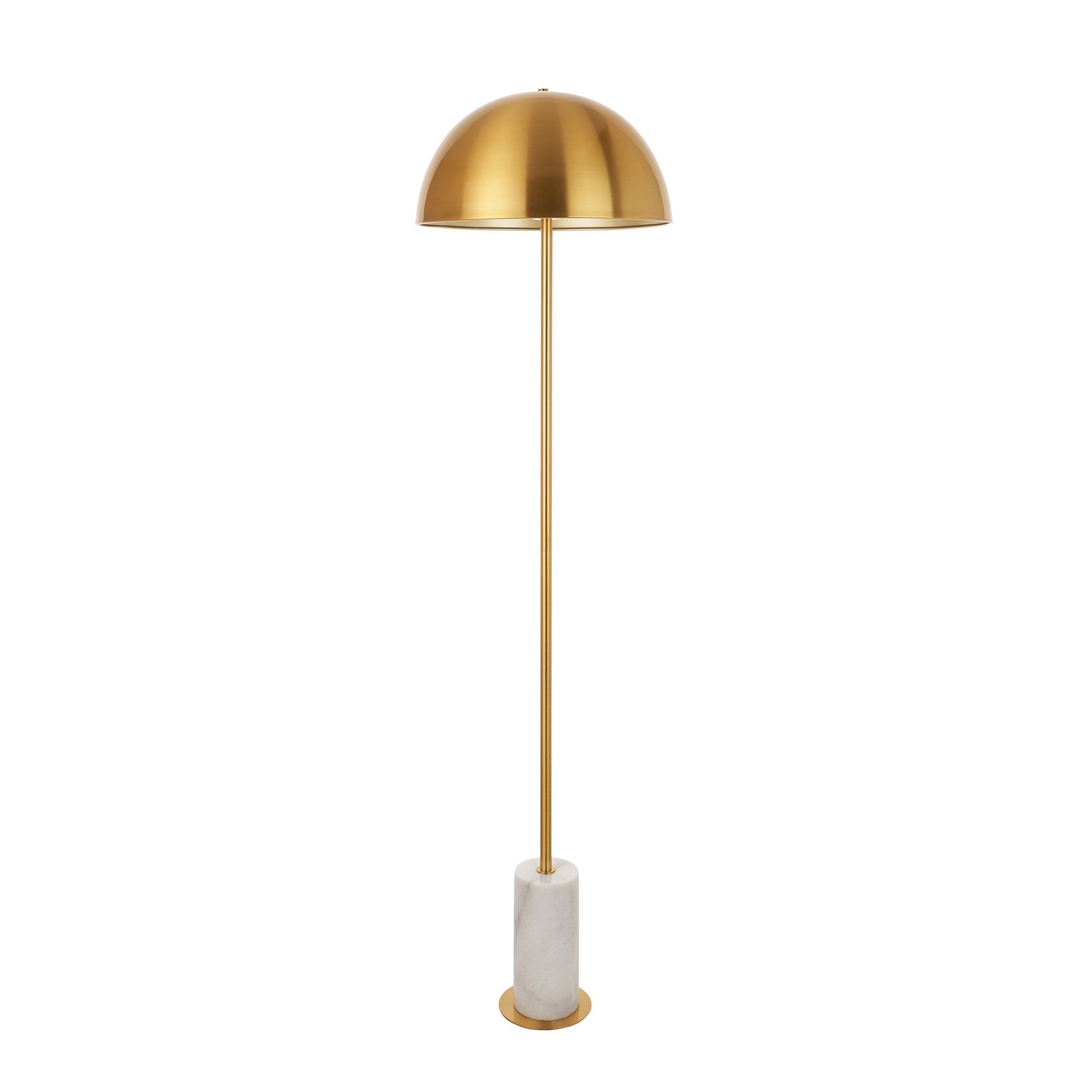 114208 1 Light Floor Lamp Brushed Aged Brass Plate & White Marble