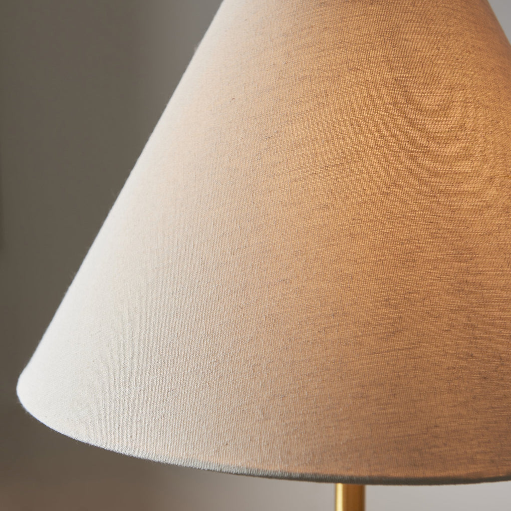 114209 1 Light Floor Lamp Brushed Aged Brass Plate, White Marble & Natu