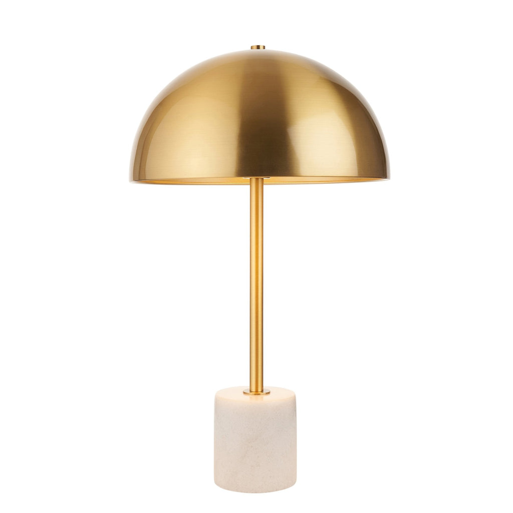 114210 1 Light Table Lamp Brushed Aged Brass Plate & White Marble