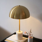 114210 1 Light Table Lamp Brushed Aged Brass Plate & White Marble