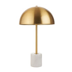 114210 1 Light Table Lamp Brushed Aged Brass Plate & White Marble