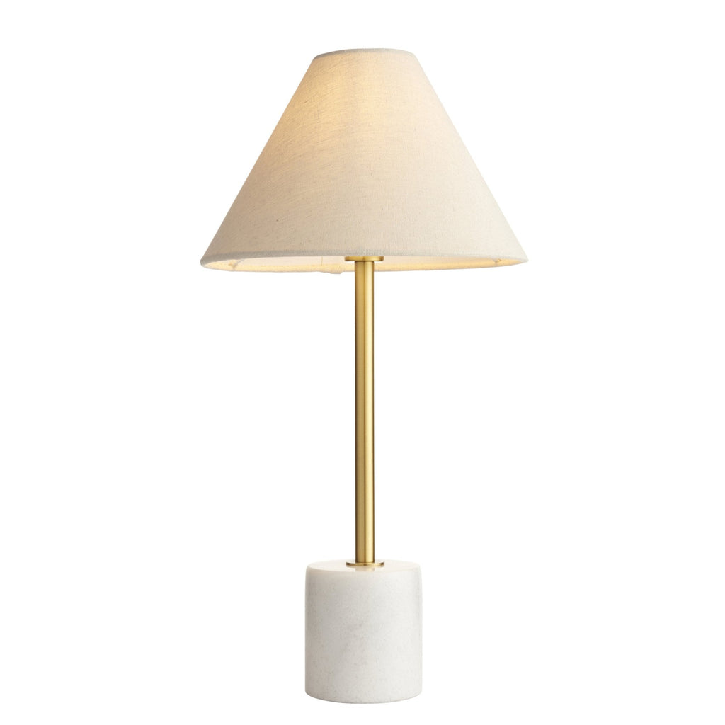 114211 1 Light Table Lamp Brushed Aged Brass Plate & White Marble