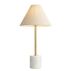 114211 1 Light Table Lamp Brushed Aged Brass Plate & White Marble
