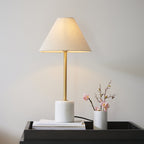 114211 1 Light Table Lamp Brushed Aged Brass Plate & White Marble