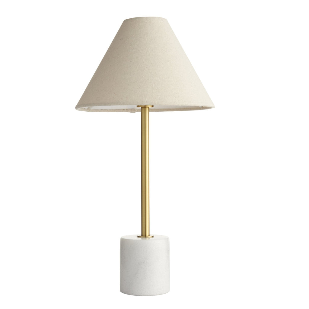 114211 1 Light Table Lamp Brushed Aged Brass Plate & White Marble