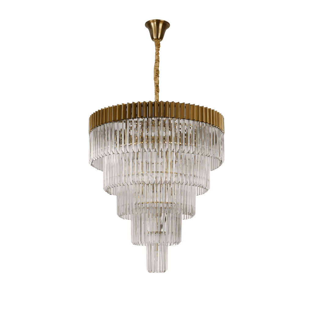 NL9868BR/CL Kobra 23 Light 5 Tier Round Pendant Brass/Clear Glass