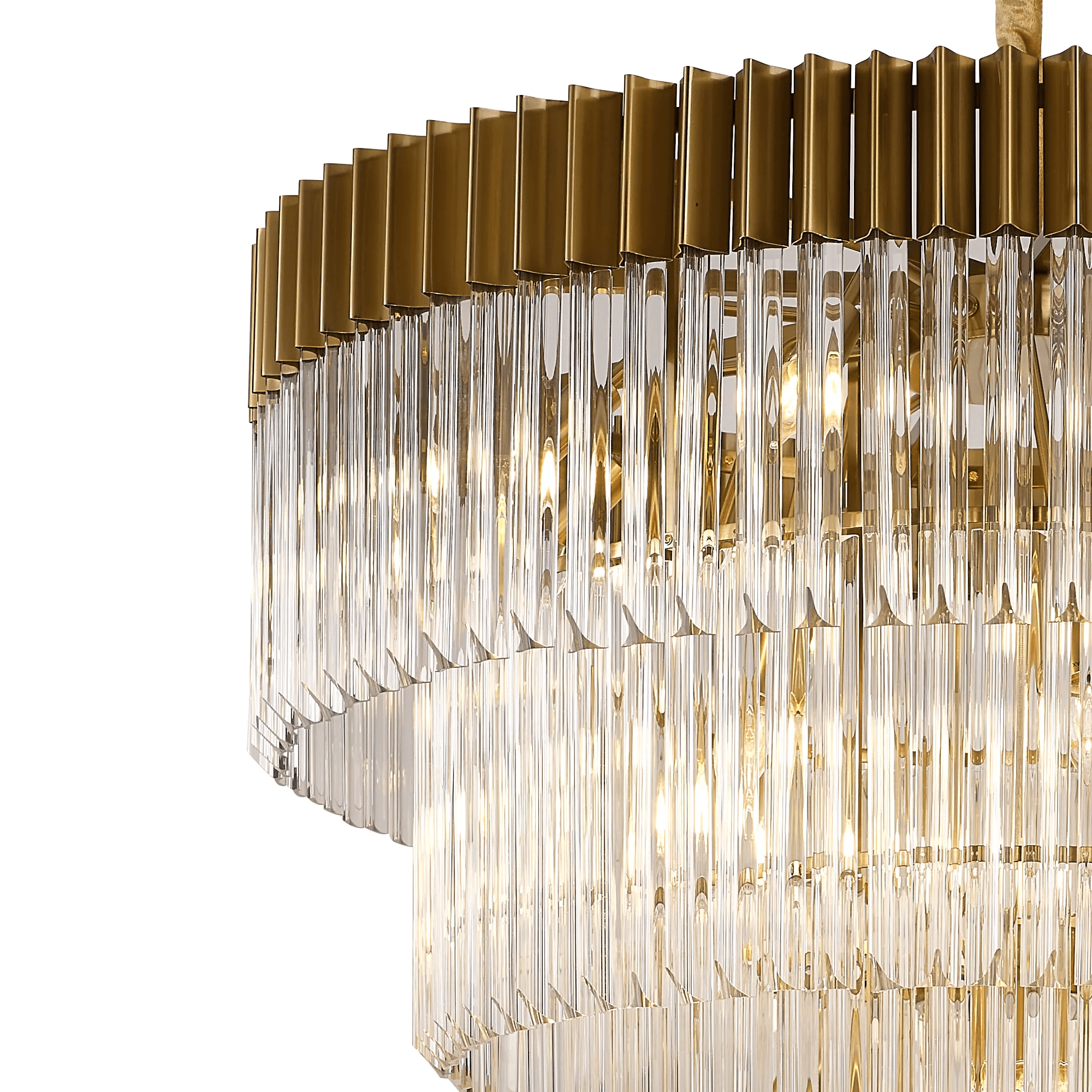 NL9868BR/CL Kobra 23 Light 5 Tier Round Pendant Brass/Clear Glass
