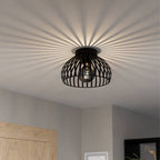 900792 Mogano 3 Wireframe Black Flush Ceiling Light