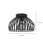 900792 Mogano 3 Wireframe Black Flush Ceiling Light
