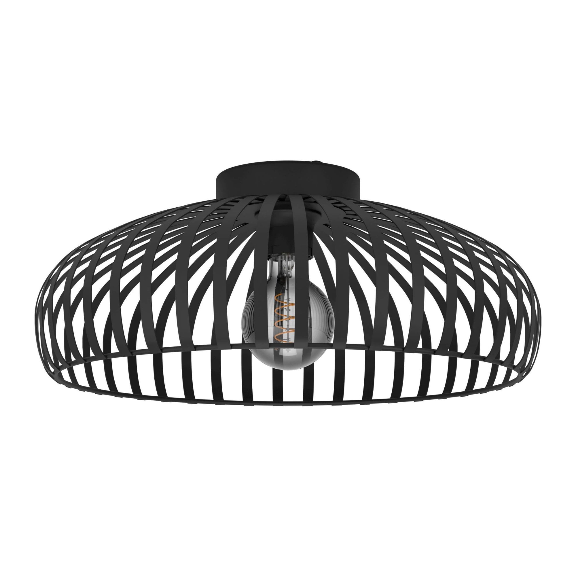 900721 Mogano 3 Wireframe Black Flush Ceiling Light