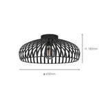 900721 Mogano 3 Wireframe Black Flush Ceiling Light