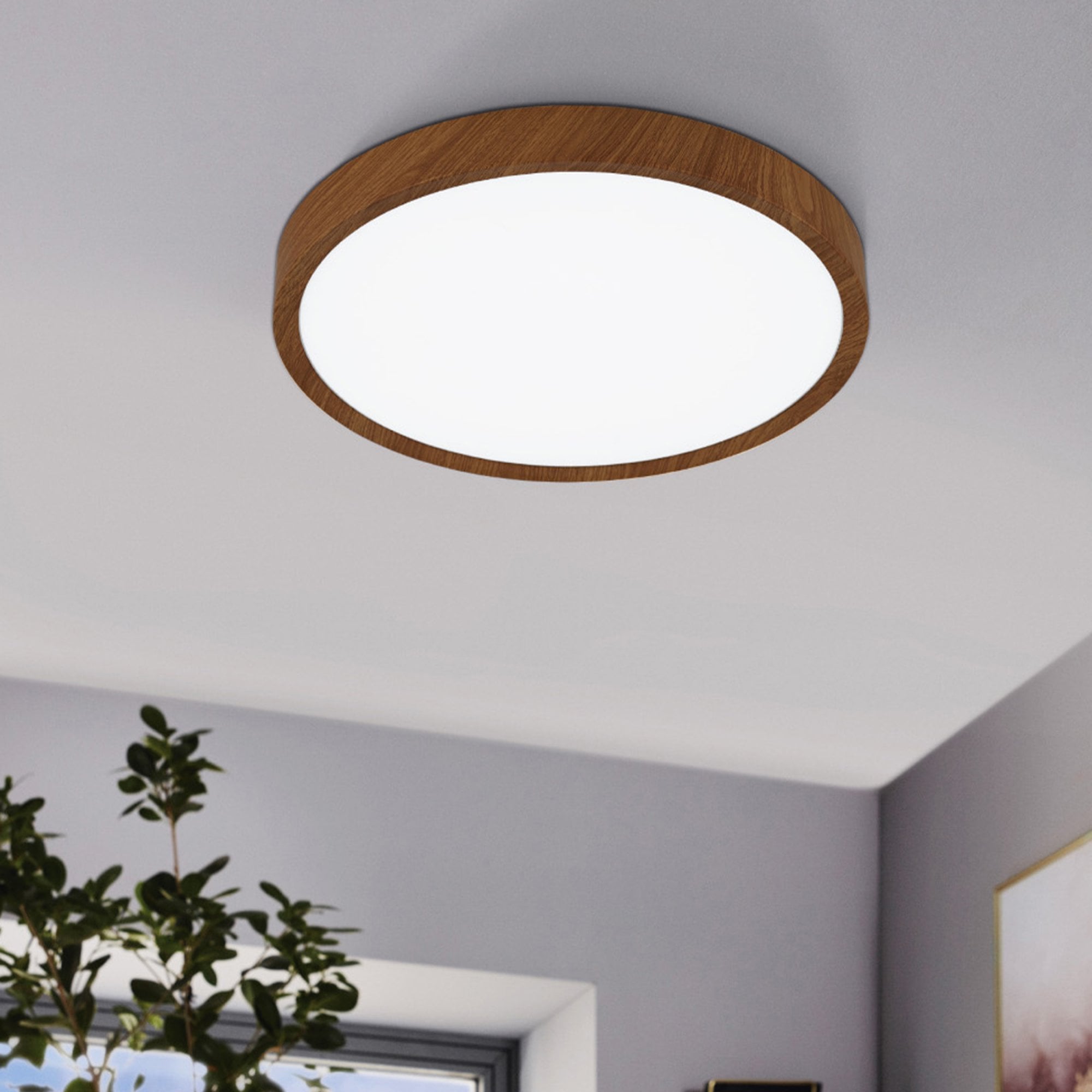 98601 Musurita 1-Light Wood-Effect LED Circular Ceiling Light