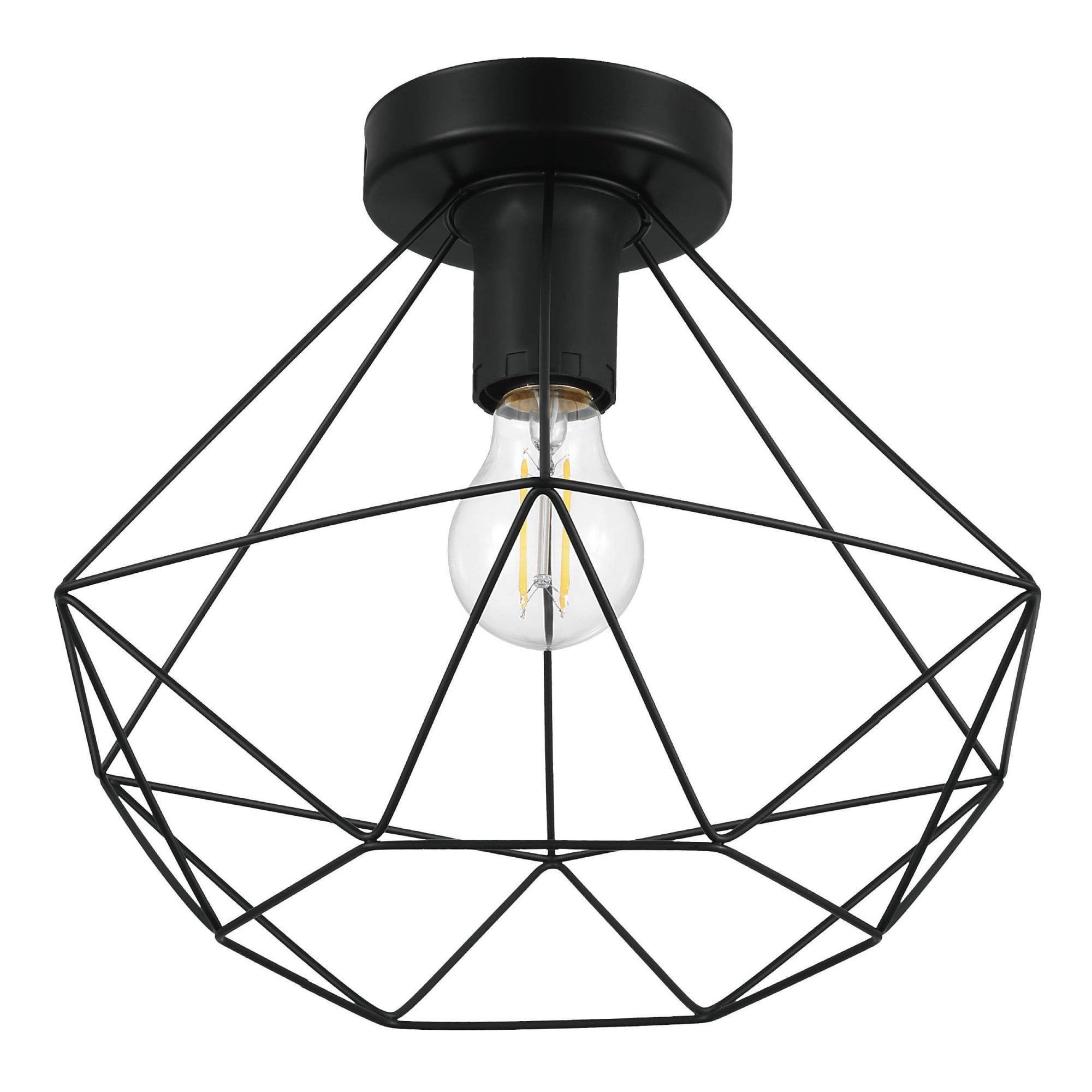 43004 Tarbes 1-Light Black Geo Ceiling Light