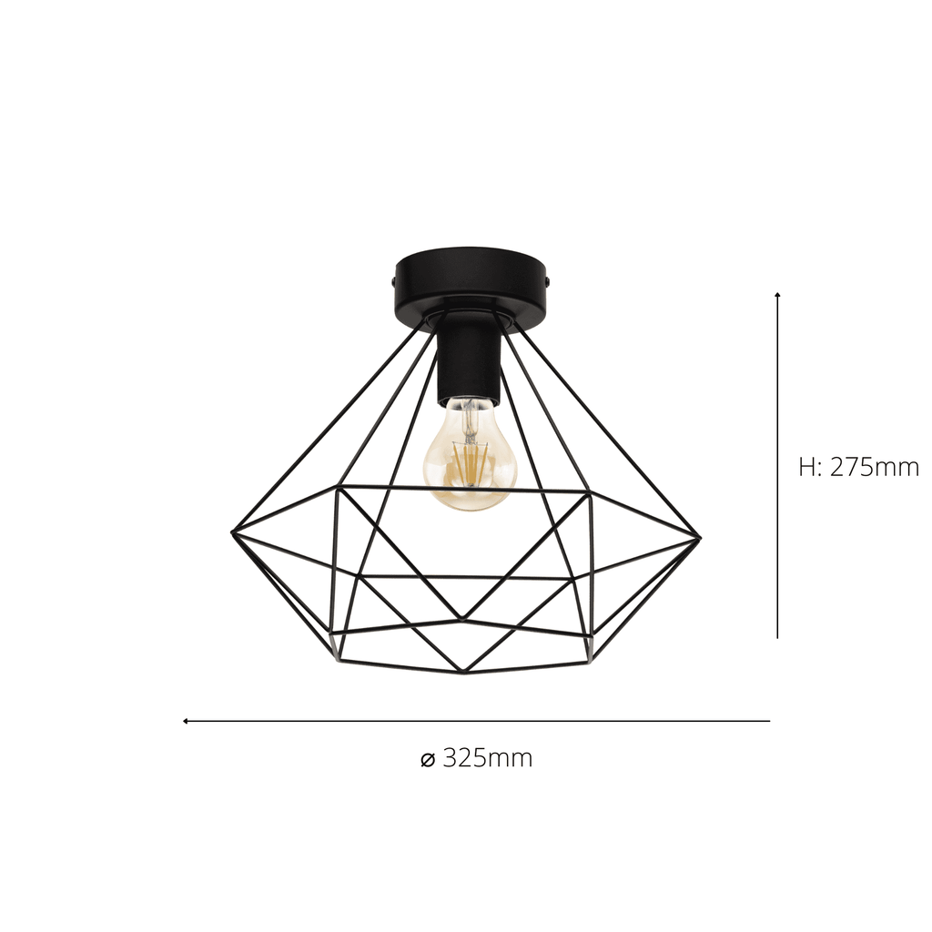 43004 Tarbes 1-Light Black Geo Ceiling Light