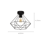 43004 Tarbes 1-Light Black Geo Ceiling Light