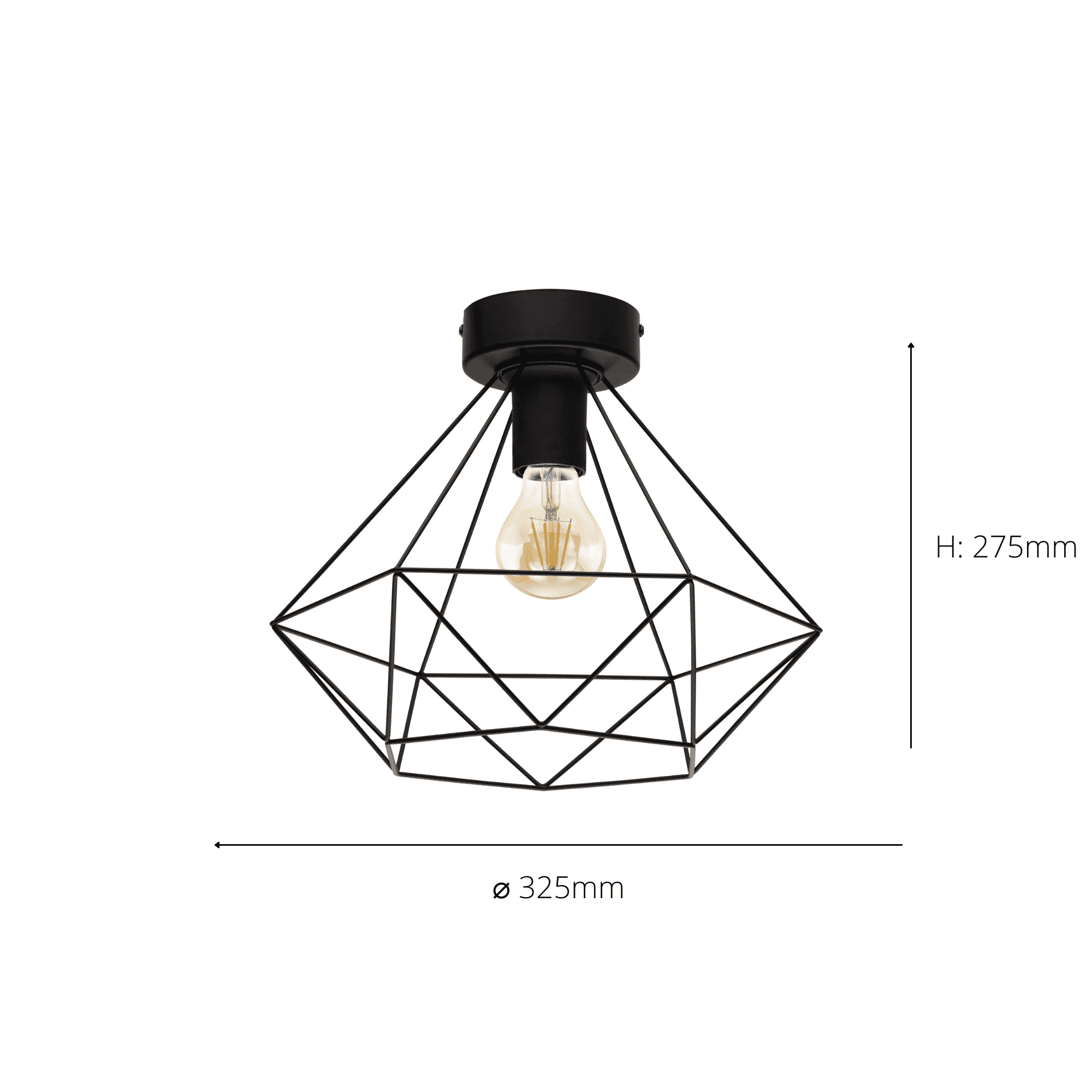 43004 Tarbes 1-Light Black Geo Ceiling Light