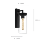 97261 Bovolone 1-Light Modern Black Exterior Wall Lamp