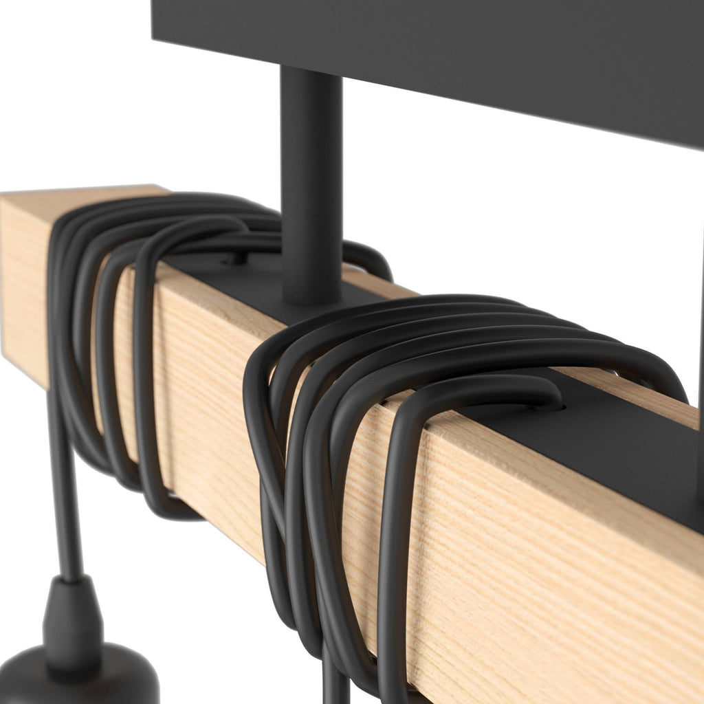 43511 Townshend Black/Natural Metal & Wood 3-Light Pendant