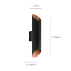 94804 Agolada 2-Light Copper And Black Exterior Wall Light