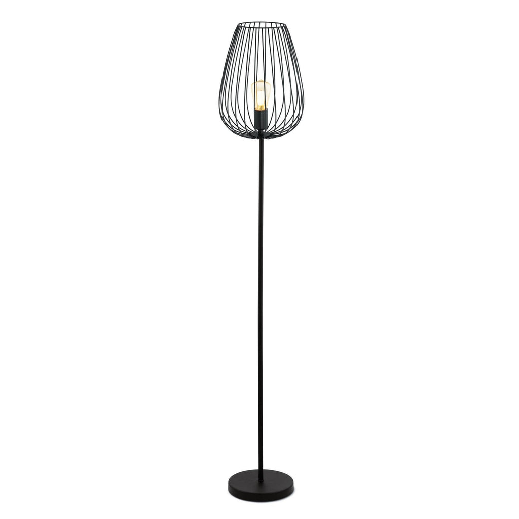 49474 Newtown 1-Light Vintage Caged Floor Lamp In Black