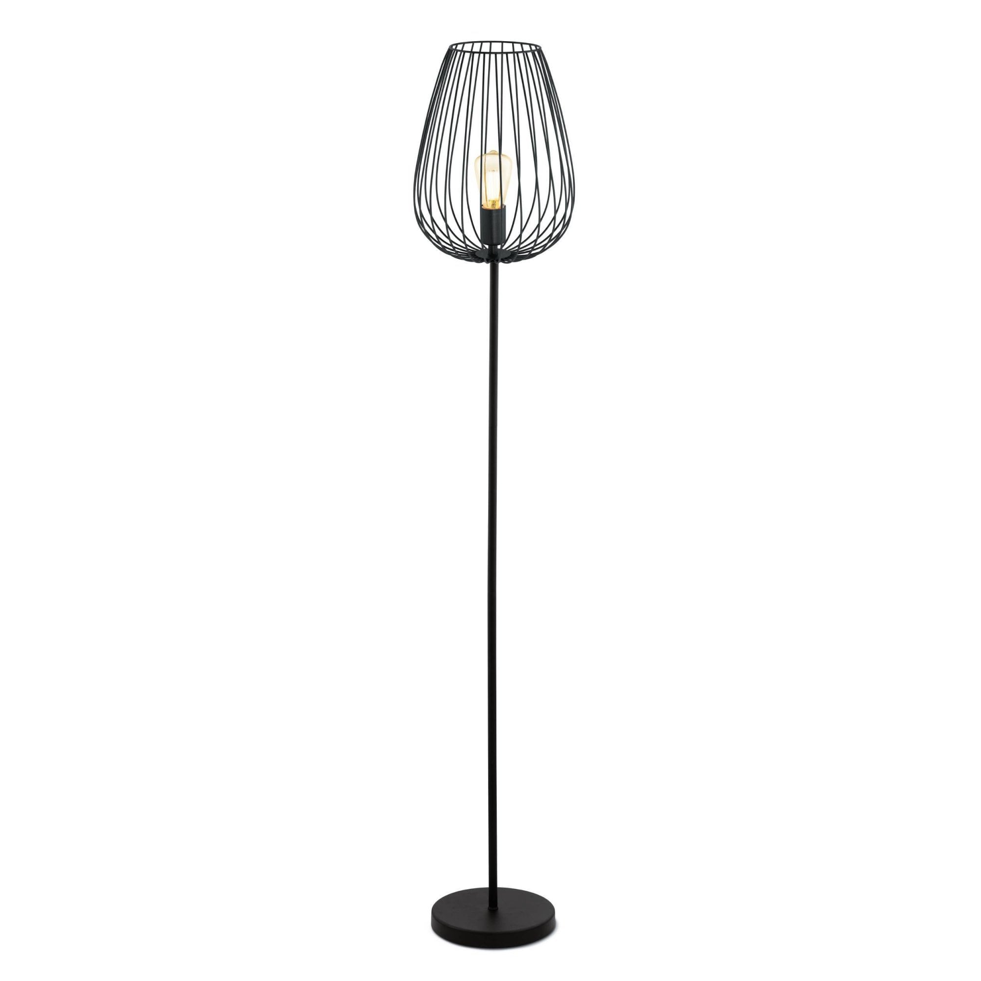 49474 Newtown 1-Light Vintage Caged Floor Lamp In Black