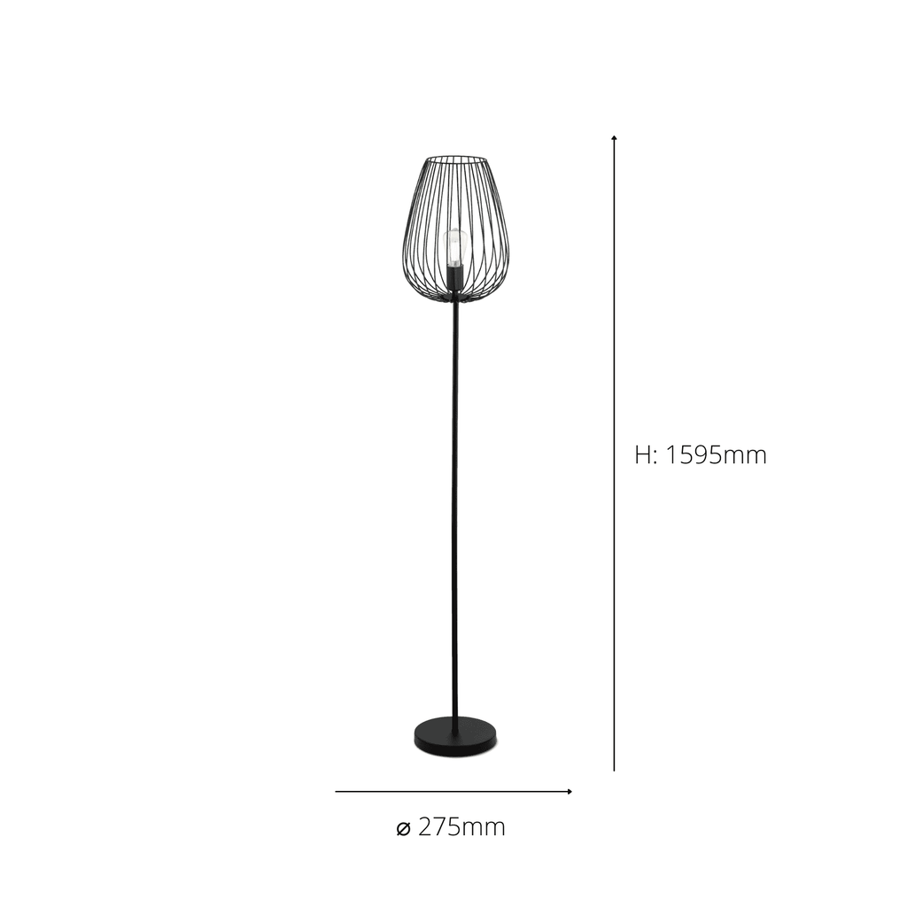 49474 Newtown 1-Light Vintage Caged Floor Lamp In Black