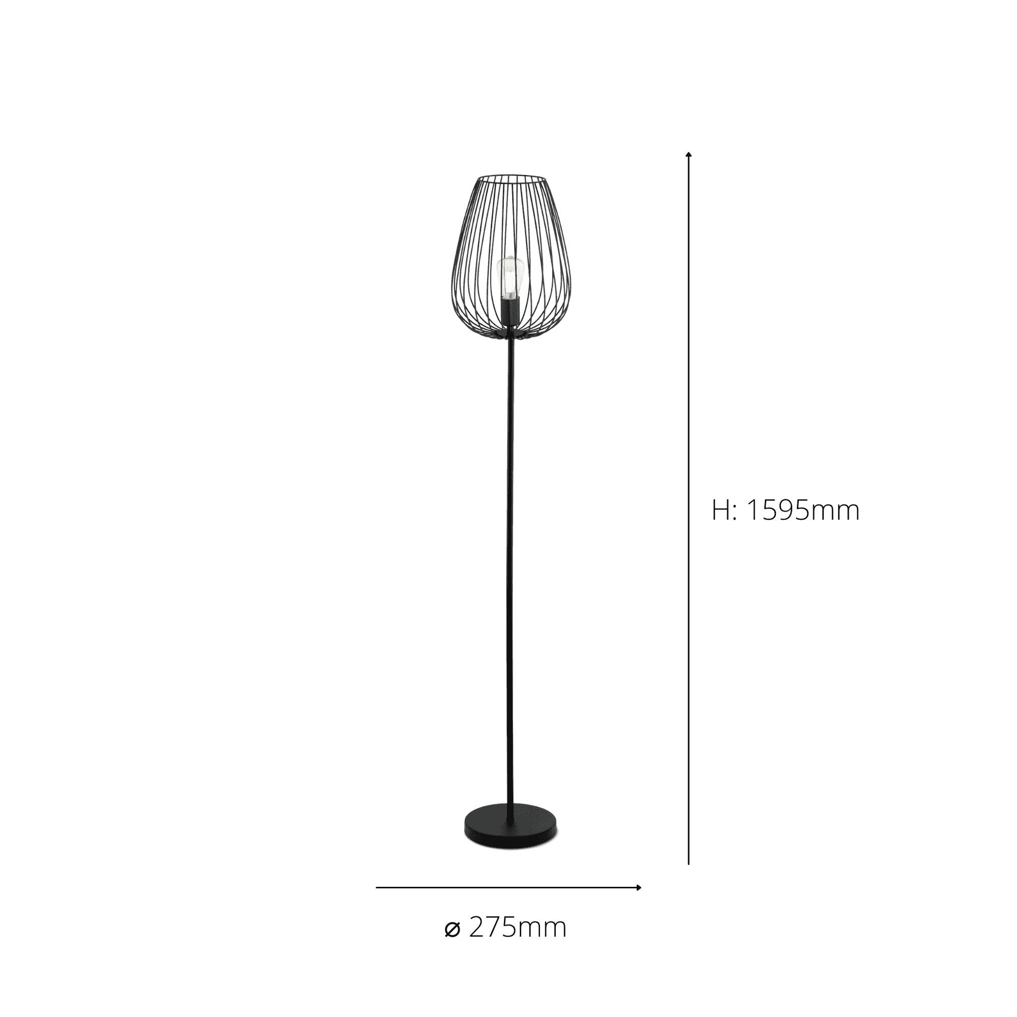 49474 Newtown 1-Light Vintage Caged Floor Lamp In Black