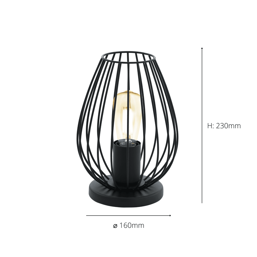 49481 Newtown 1-Light Vintage Table Lamp With A Black Caged Shade