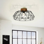 44088 Padstow Black and Natural Metal/Wood Ceiling Light