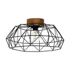 44088 Padstow Black and Natural Metal/Wood Ceiling Light