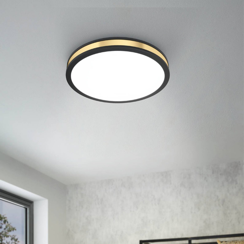 99406 Pescaito LED Black/Gold Flush Round Ceiling Light