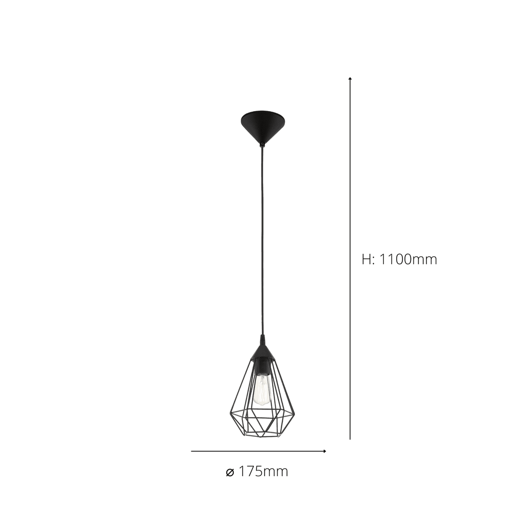 94187 Tarbes 1-Light Black Geometric Pendant