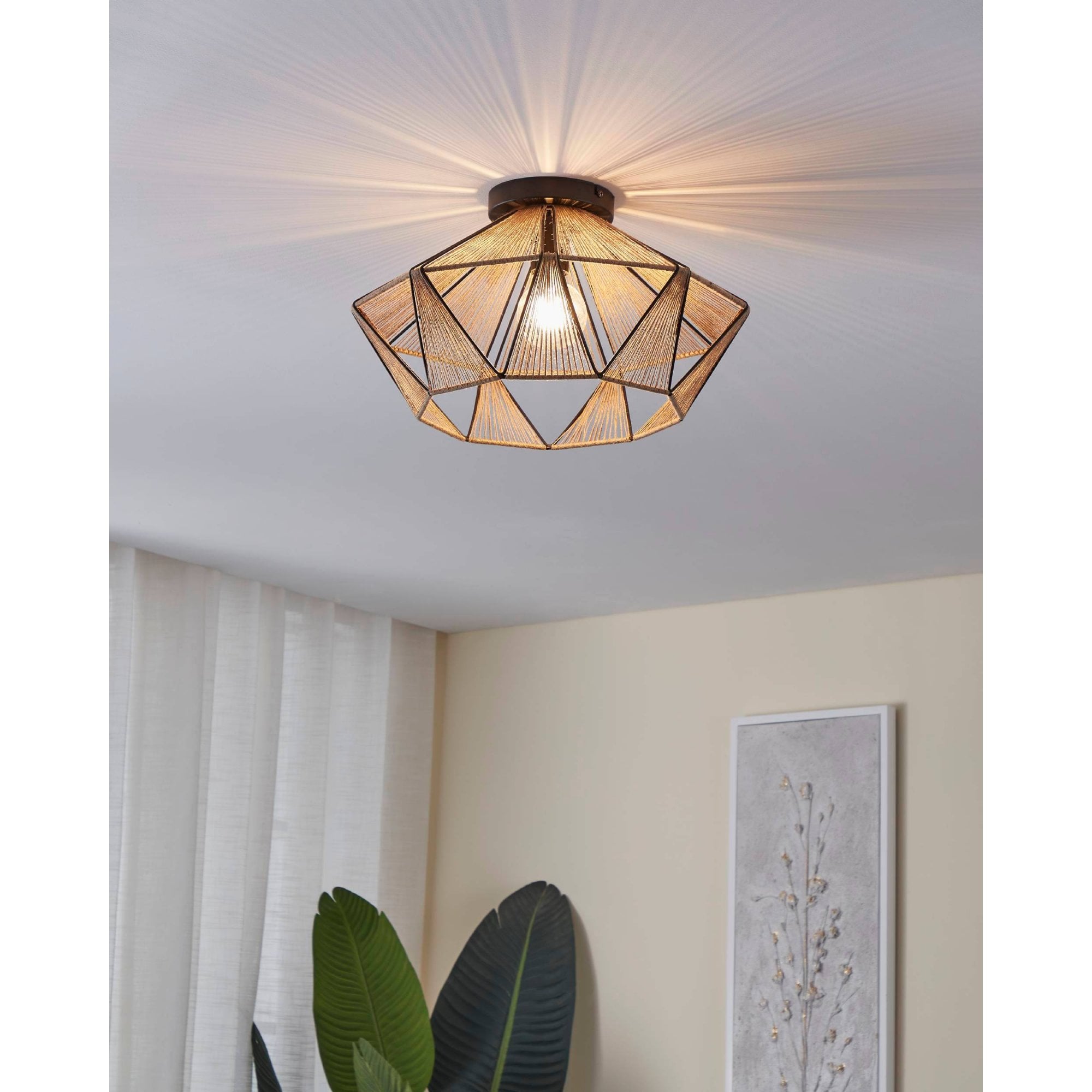 43775 Adwickle Black/Natural Ceiling Light