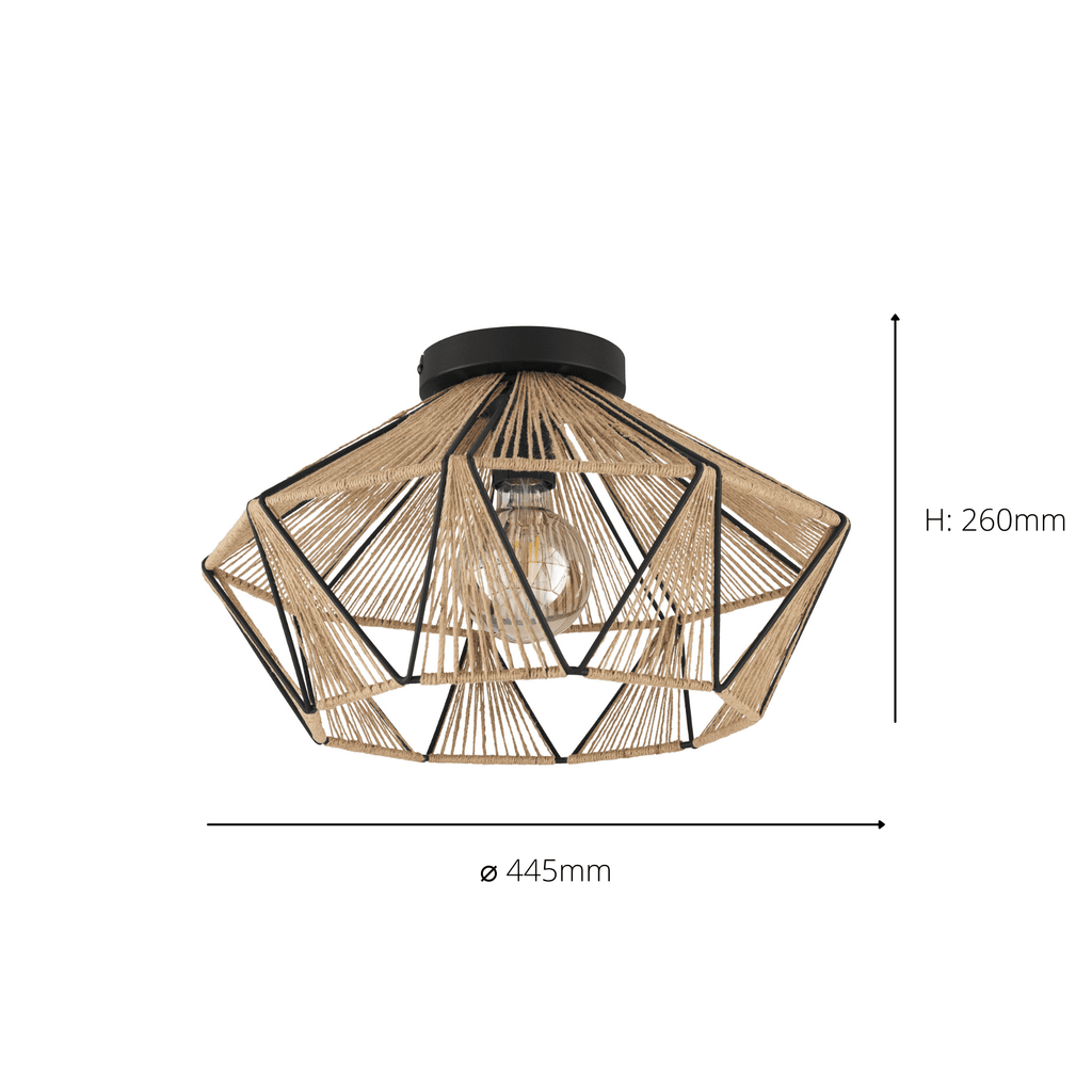 43775 Adwickle Black/Natural Ceiling Light