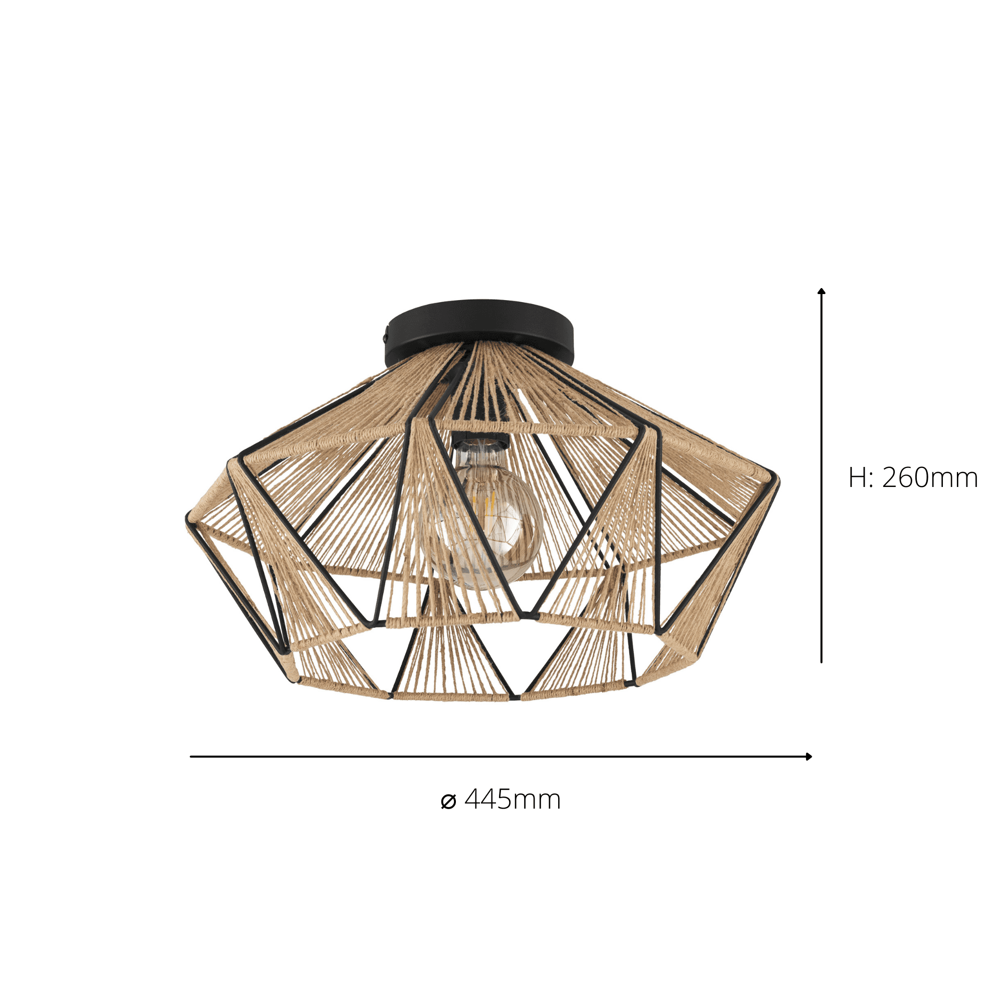 43775 Adwickle Black/Natural Ceiling Light