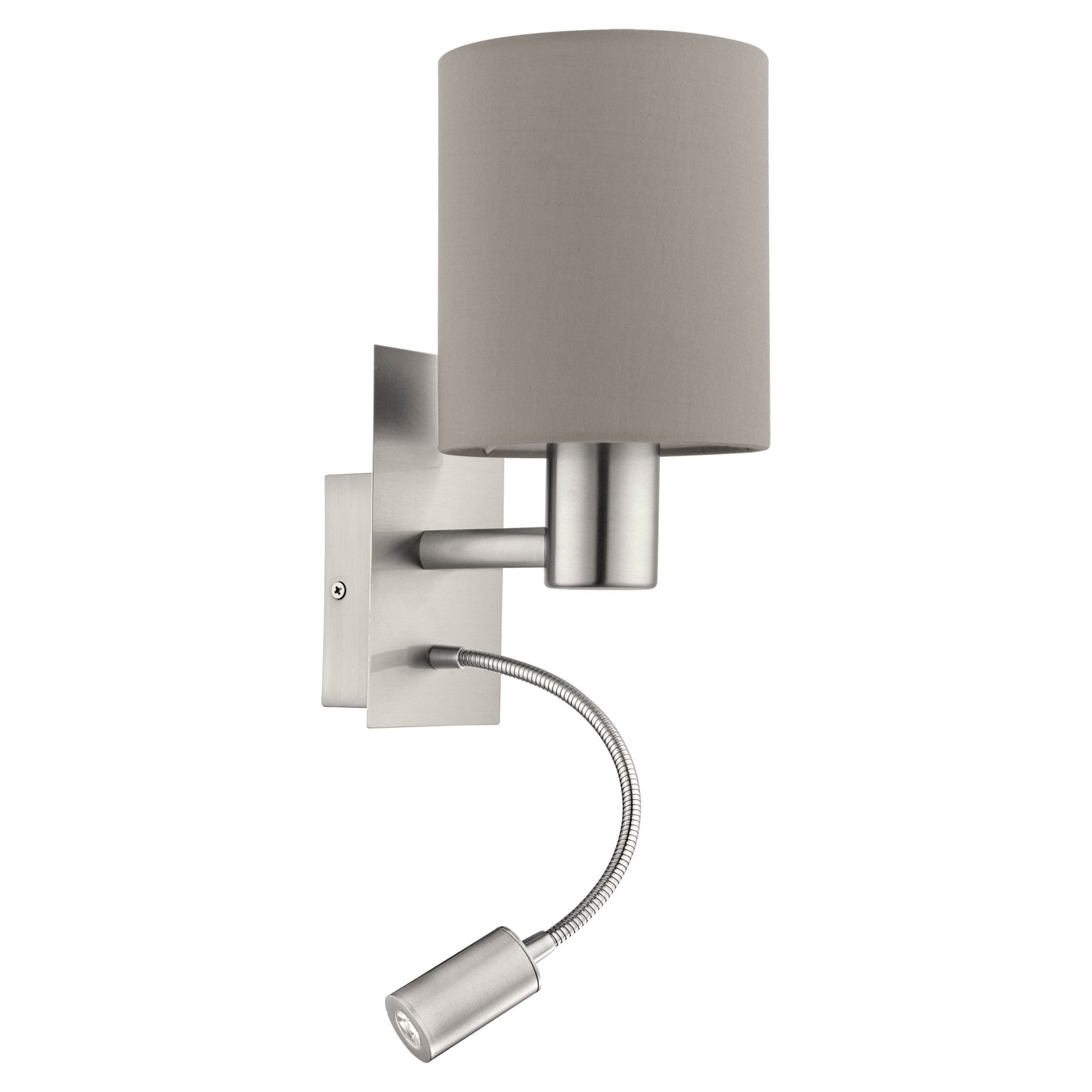 96478 Pasteri Taupe Fabric LED Wall Lamp With Reading Light